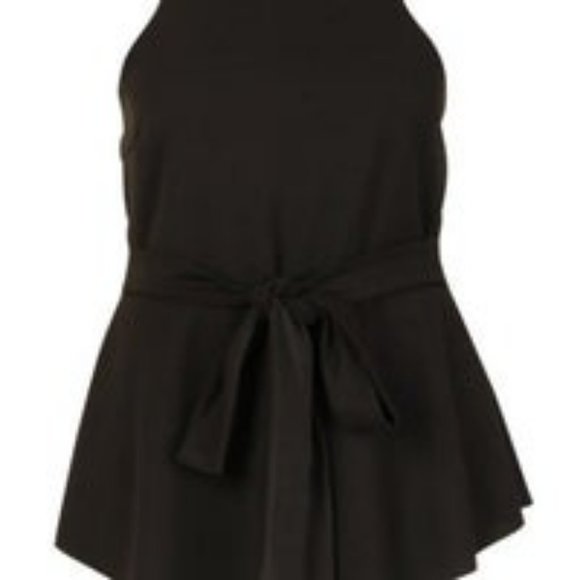 Boohoo Plus Crepe Tie Front Asymmetric Top - Picture 2 of 7